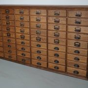 Antique French oak filing / apothecary cabinet by Chouanard, ca 1910