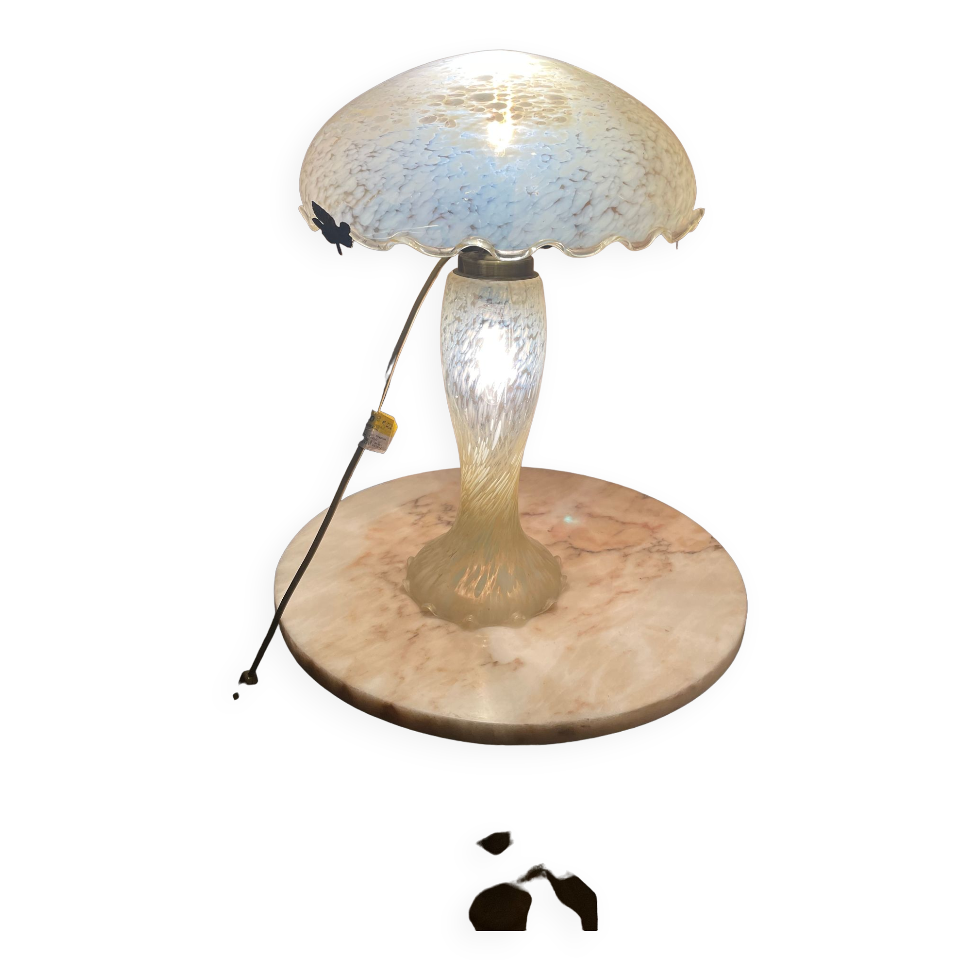 Yellow glass mushroom lamp