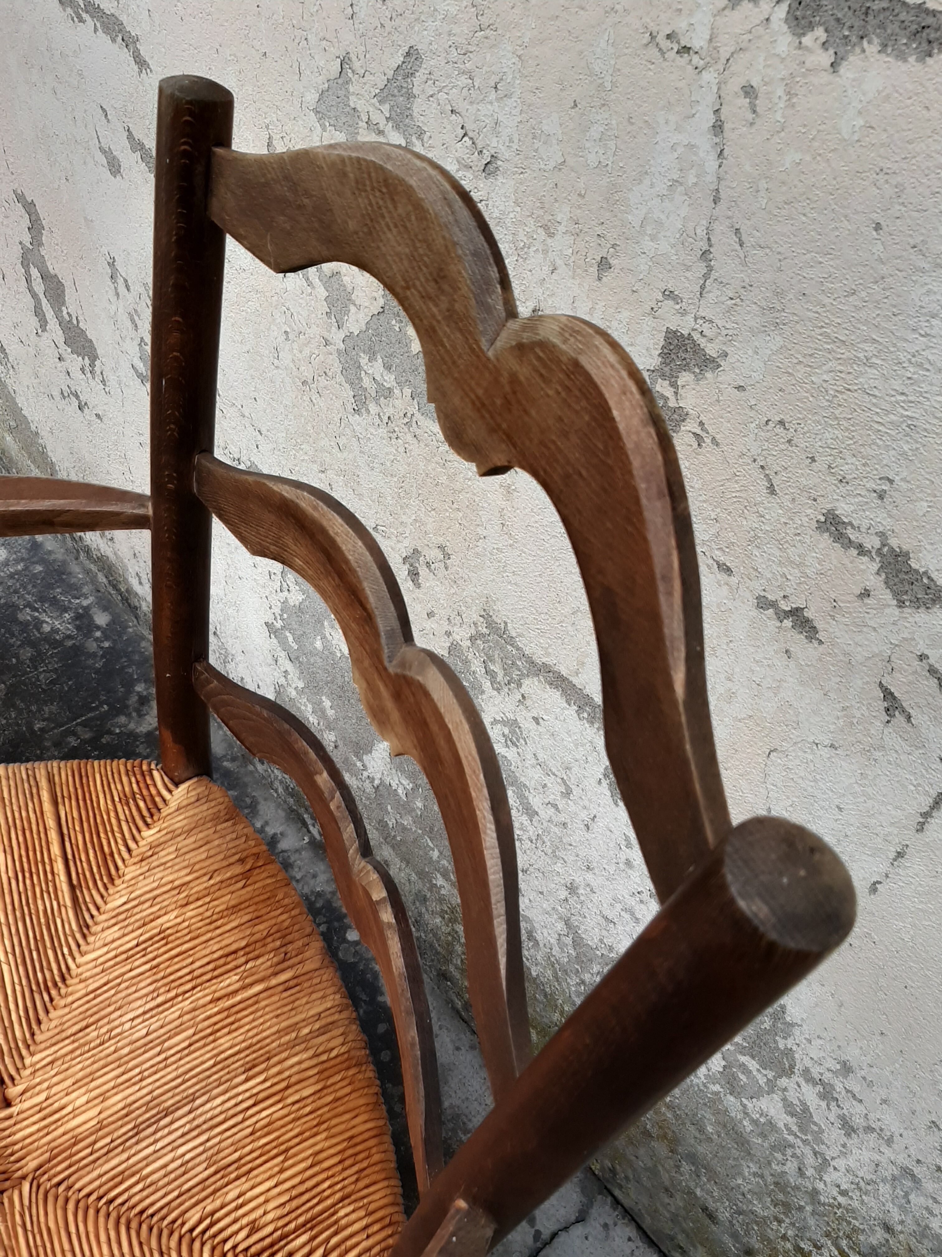 Paire de fauteuils rustique en chêne