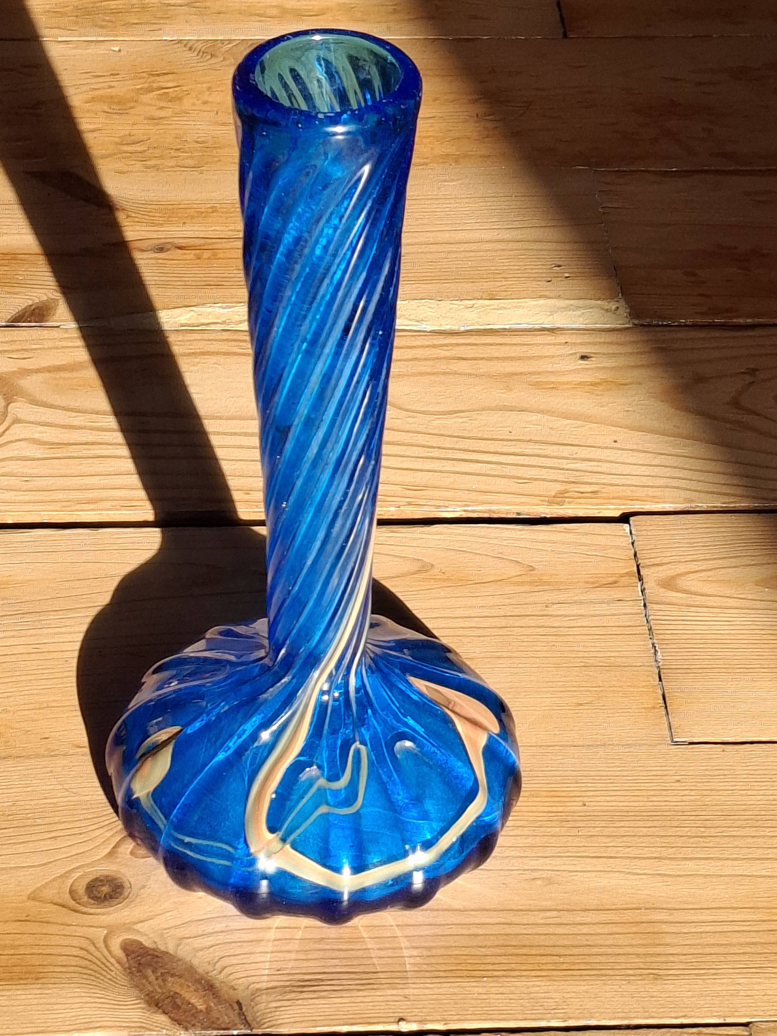 Authentic Berluze Vase Glass Paste by Mic and Bob Le Bleis 1970s