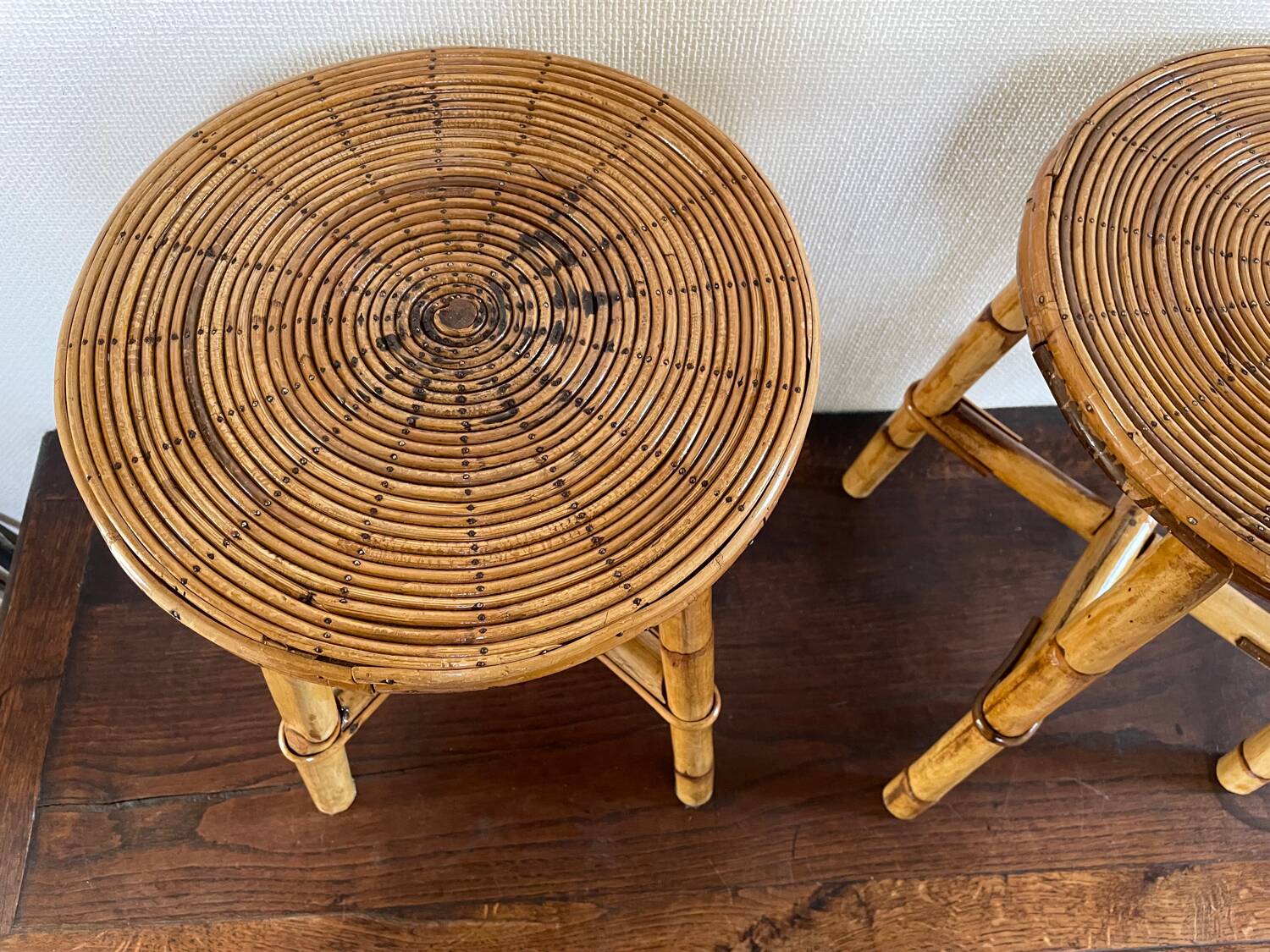 Vintage rattan stools