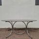 Vintage oval design table in smoked glass and chrome legs
