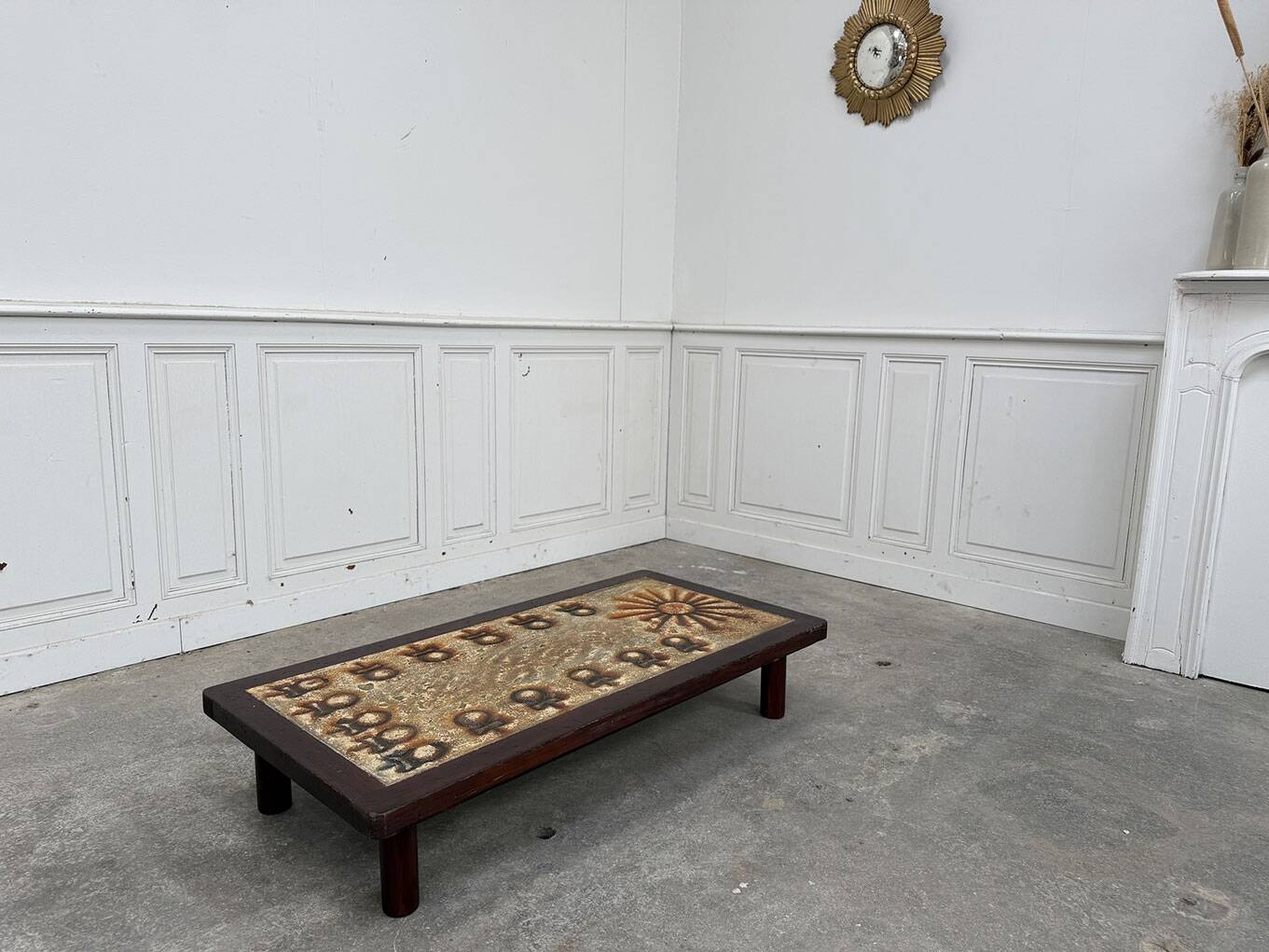 Enamelled lava coffee table 1950 Chaty Vallauris