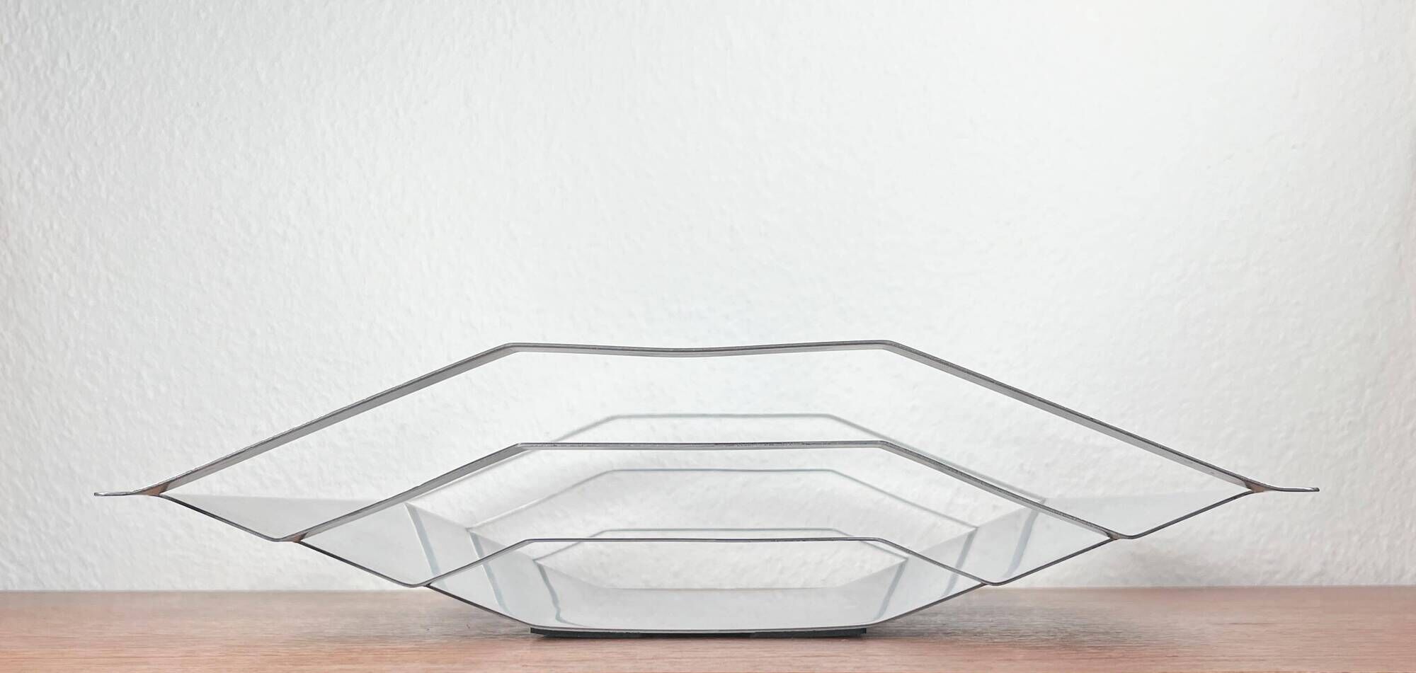 Minimalist postmodern metal fruit bowl, 1980s