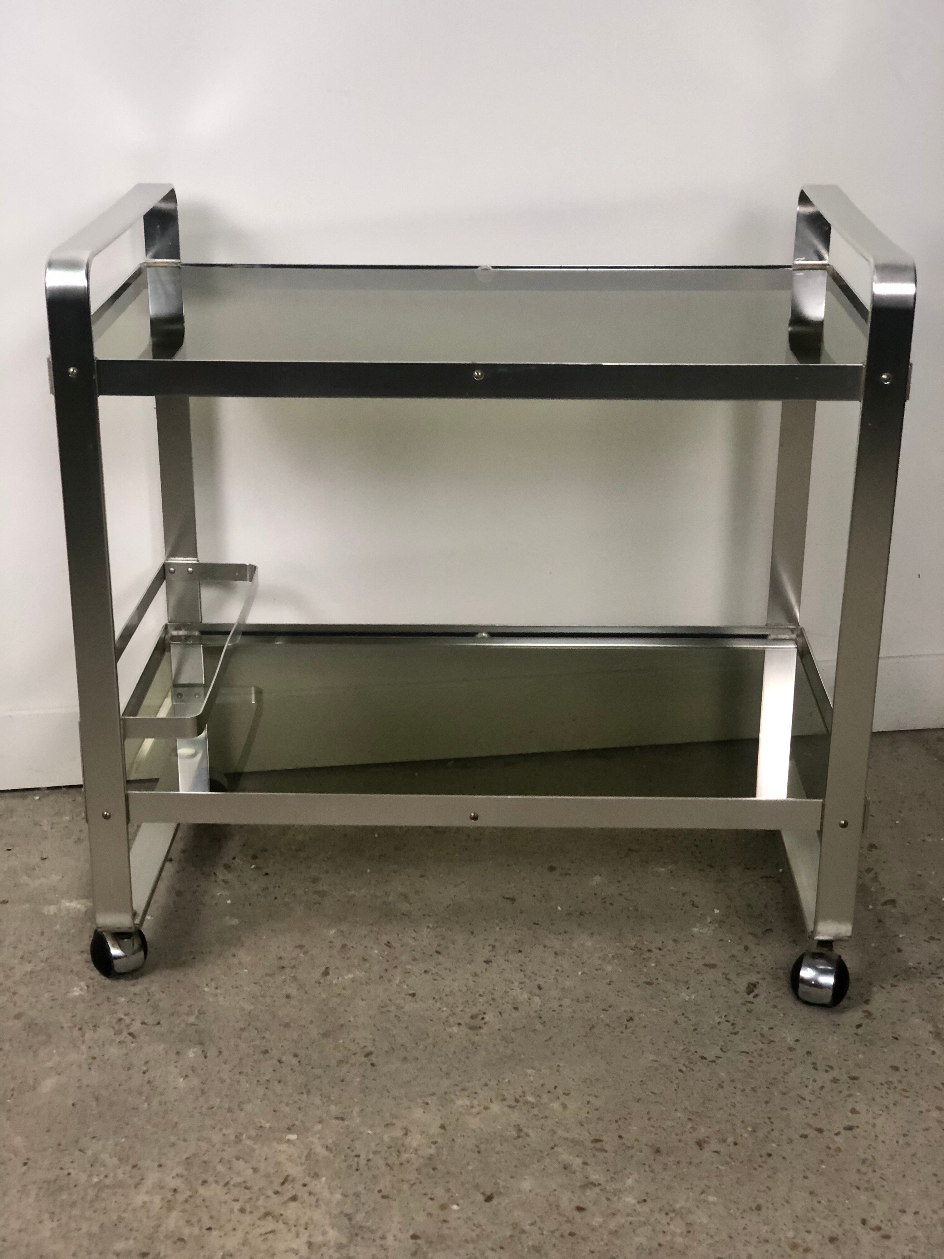 Rolling table in italian vintage aluminum by Martini and Rossi 1970