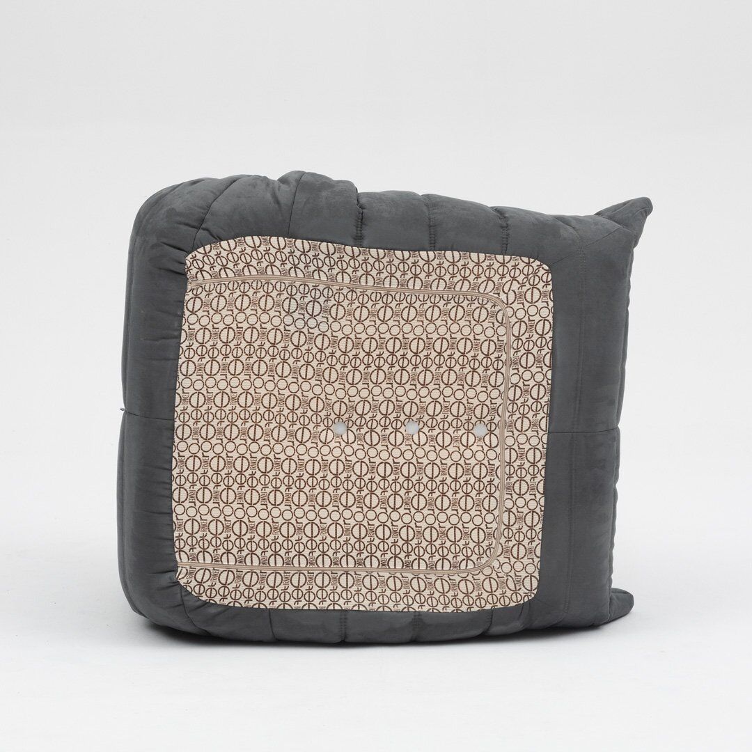 Togo lounge chair and pouf in black fabric by Michel Ducaroy for Ligne Roset, 1973, set of 2