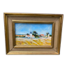 Oil on canvas landscape by j.-j. trichet xxth golden frame