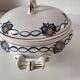 Antique Saint-Amandinoise tureen, blue and ochre decoration 6523, 1900-1920
