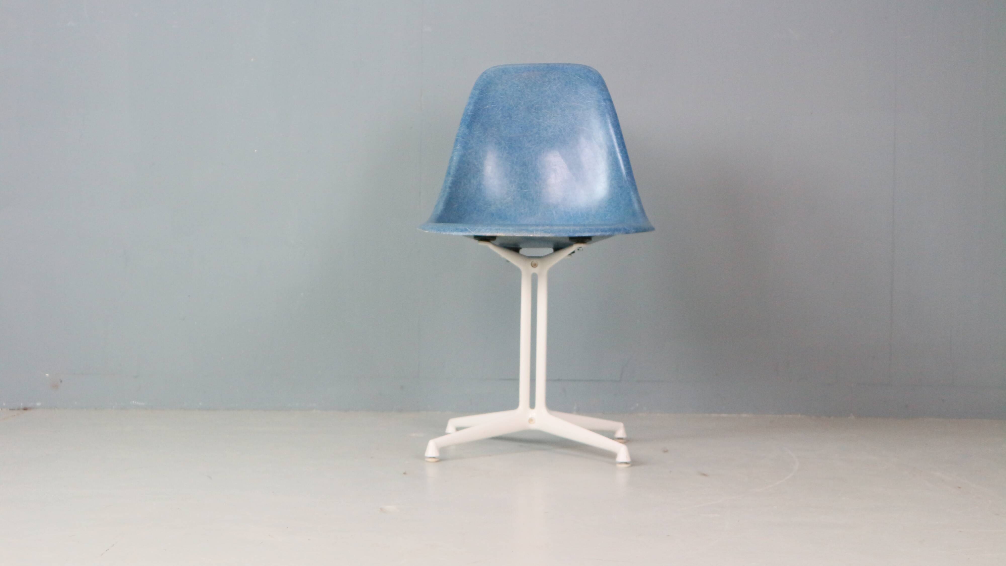 Charles & Ray Eames "La Fonda" Blue Fiberglass Chairs Herman Miller