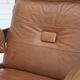 1970s, Scandinavian armchair, furniture leather, canvas, oak wood.