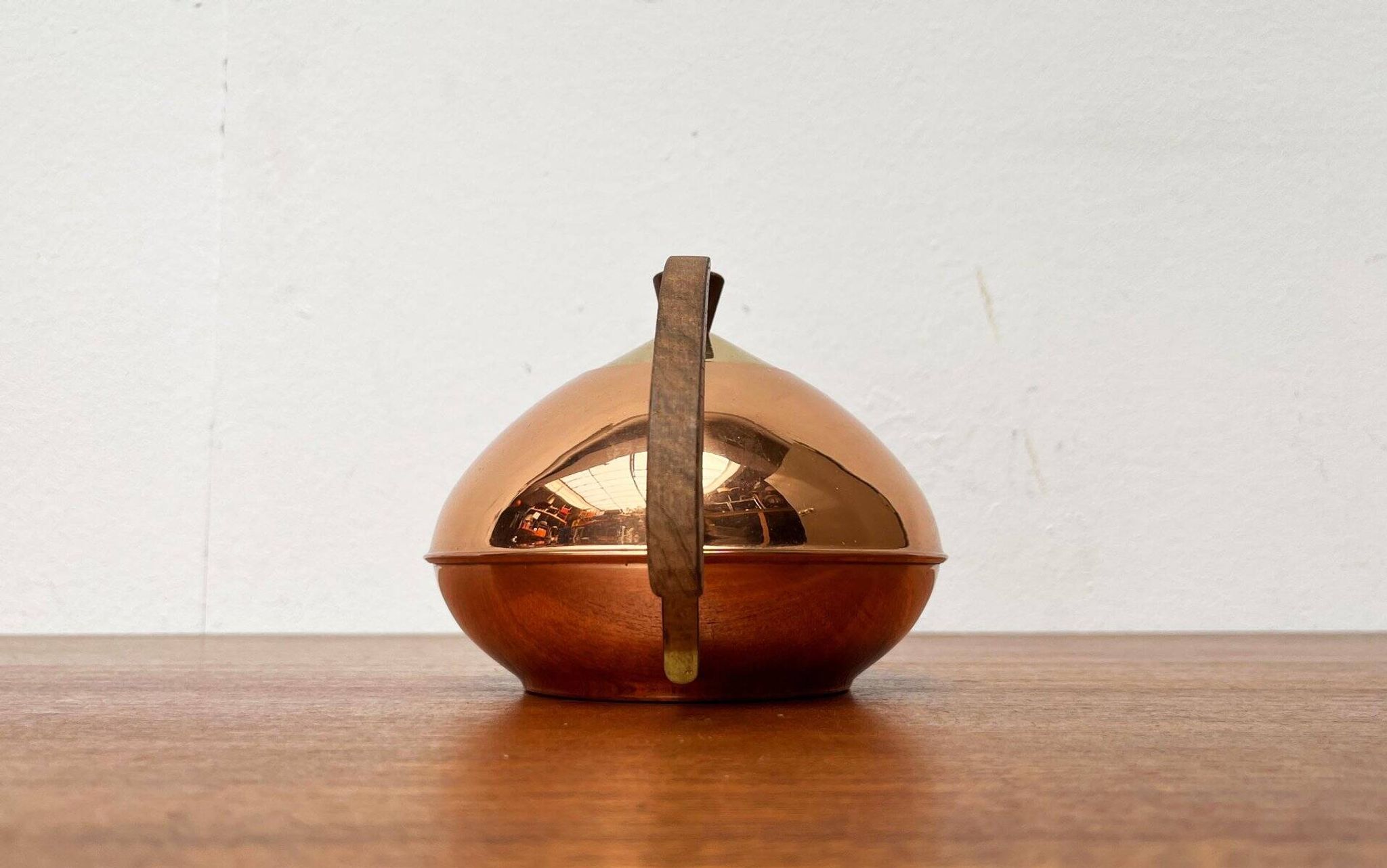 Metal and teak teapot from the mid-century, 1960s.