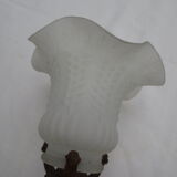 Table lamp, wooden foot turned walnut color
