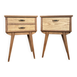 1950s bedside tables in solid oak