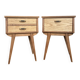 1950s bedside tables in solid oak