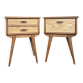 1950s bedside tables in solid oak