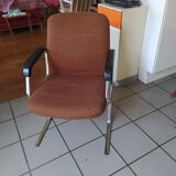 Two modernist armchairs 1970 fabrics and chrome