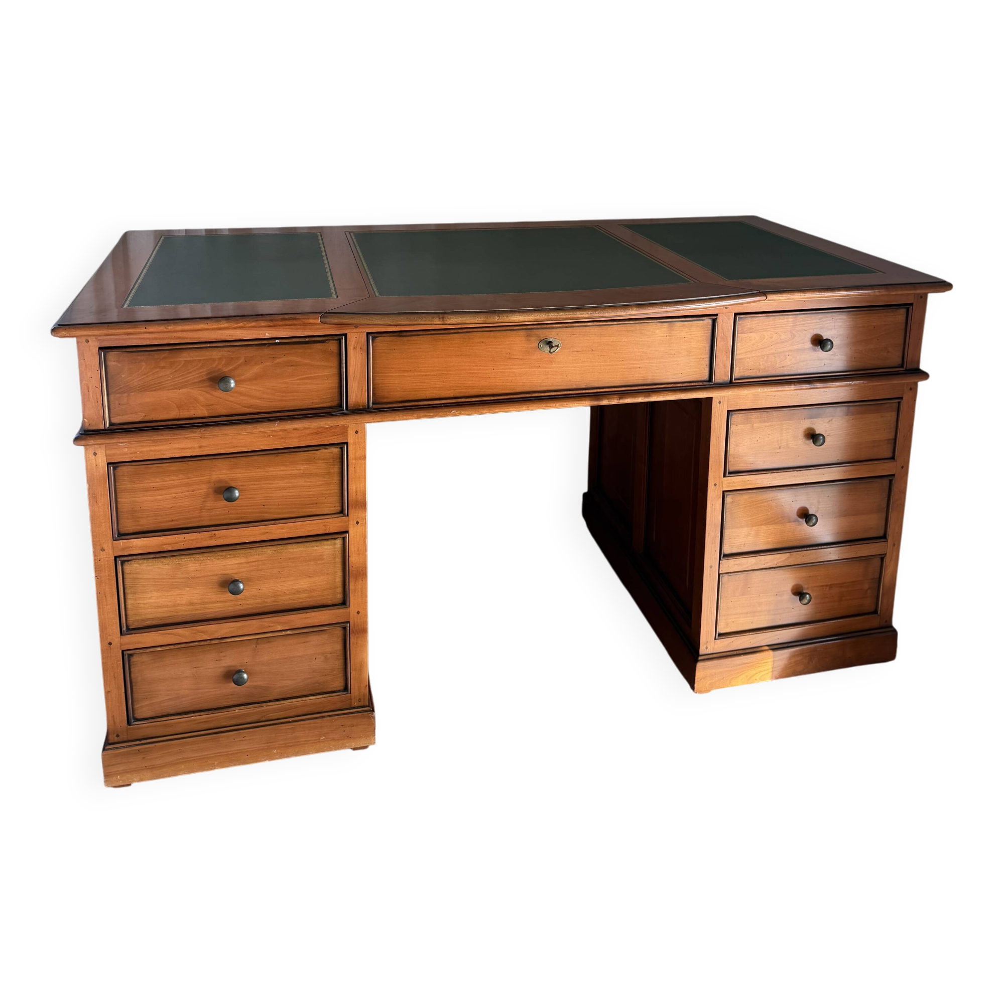 Minister Louis-Philippe's desk in solid cherry wood and leather.
