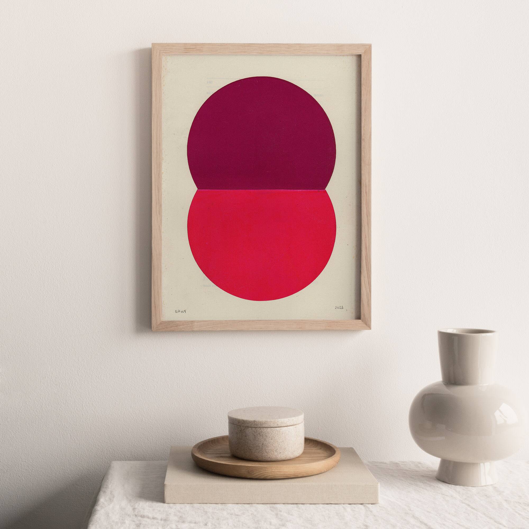 Collage on old paper - loki - pink - signed eawy