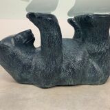 Bear coffee table, vintage glass top