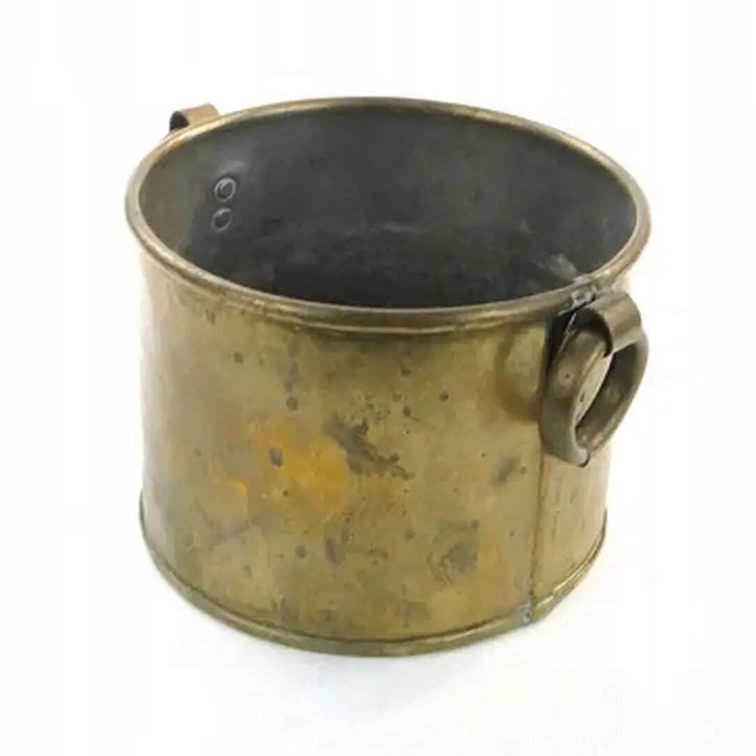 Art Deco flowerpot holder, grained pewter, Poland, 1970s