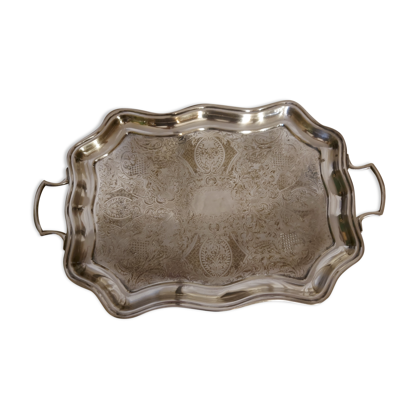 Large english silver metal tray