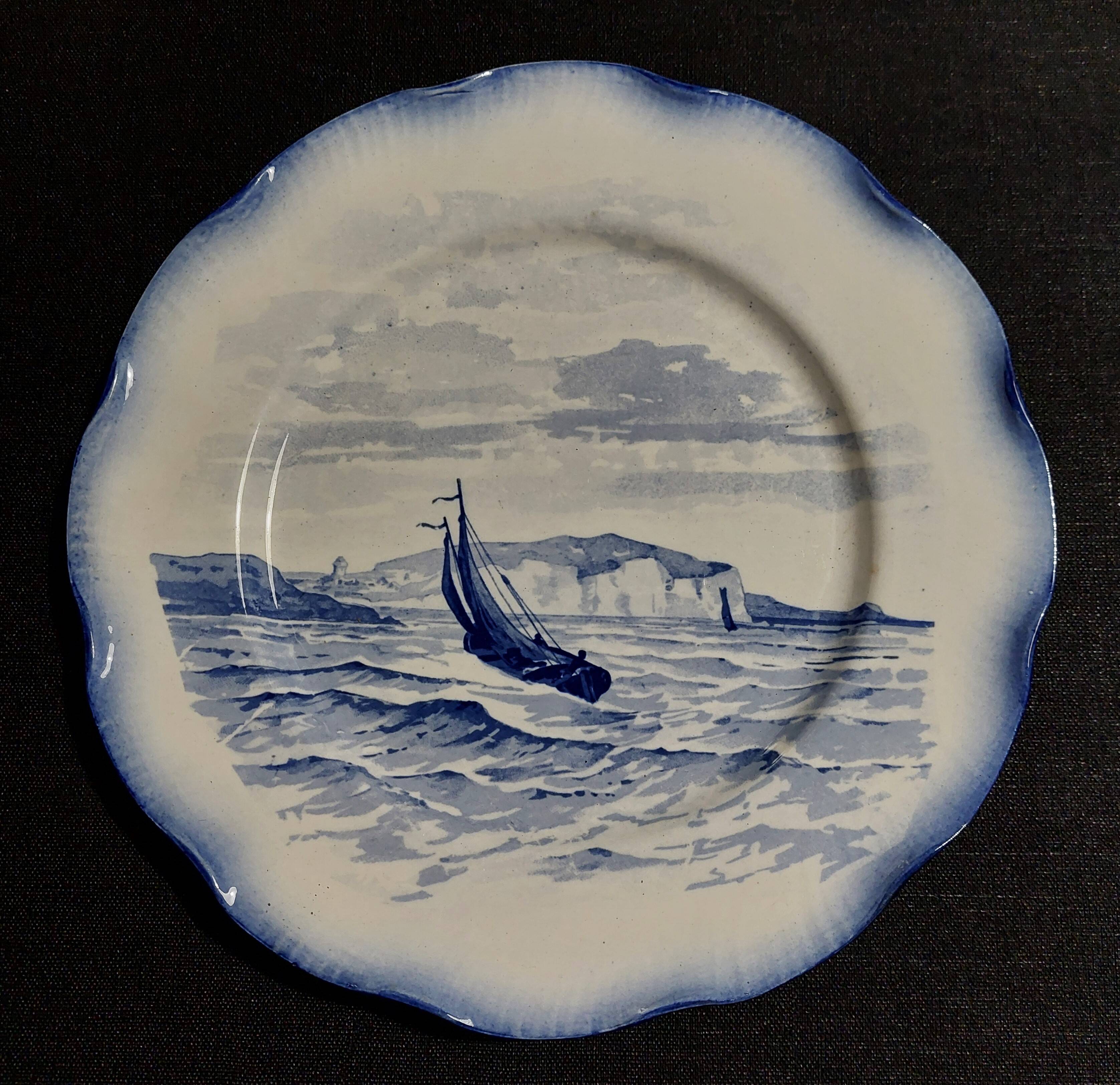 Sarreguemines earthenware plate with Marine decor late 19th century early 20th century