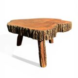 Large brutalist coffee table made from a single piece of cedar trunk, 1960.