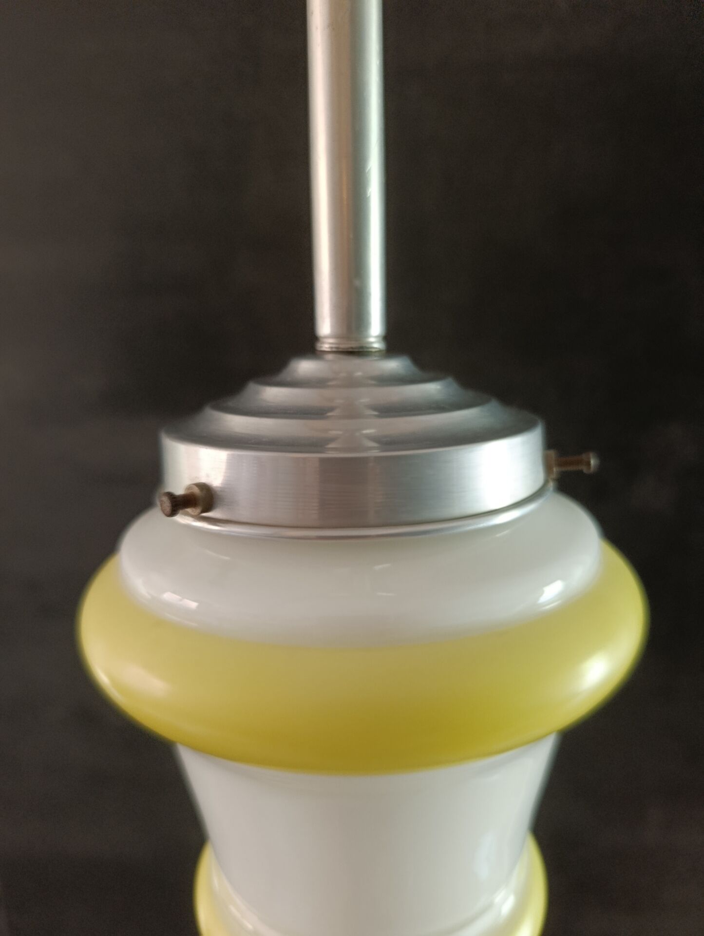 suspension  opaline blanche et jaune | space age - art déco 1950