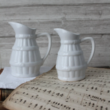 2 old french pitchers in white ceramic, circa 1960