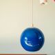Spherical pendant light in royal blue opaline design 1970