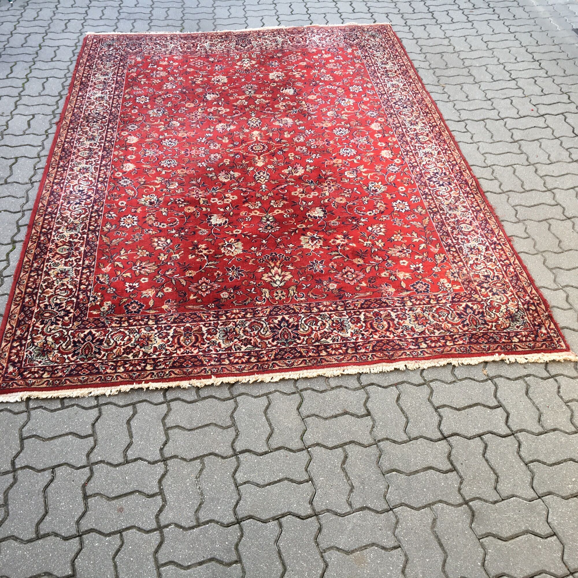 Rug carpet 70s mid century czechoslovakia red 206cm x 300cm