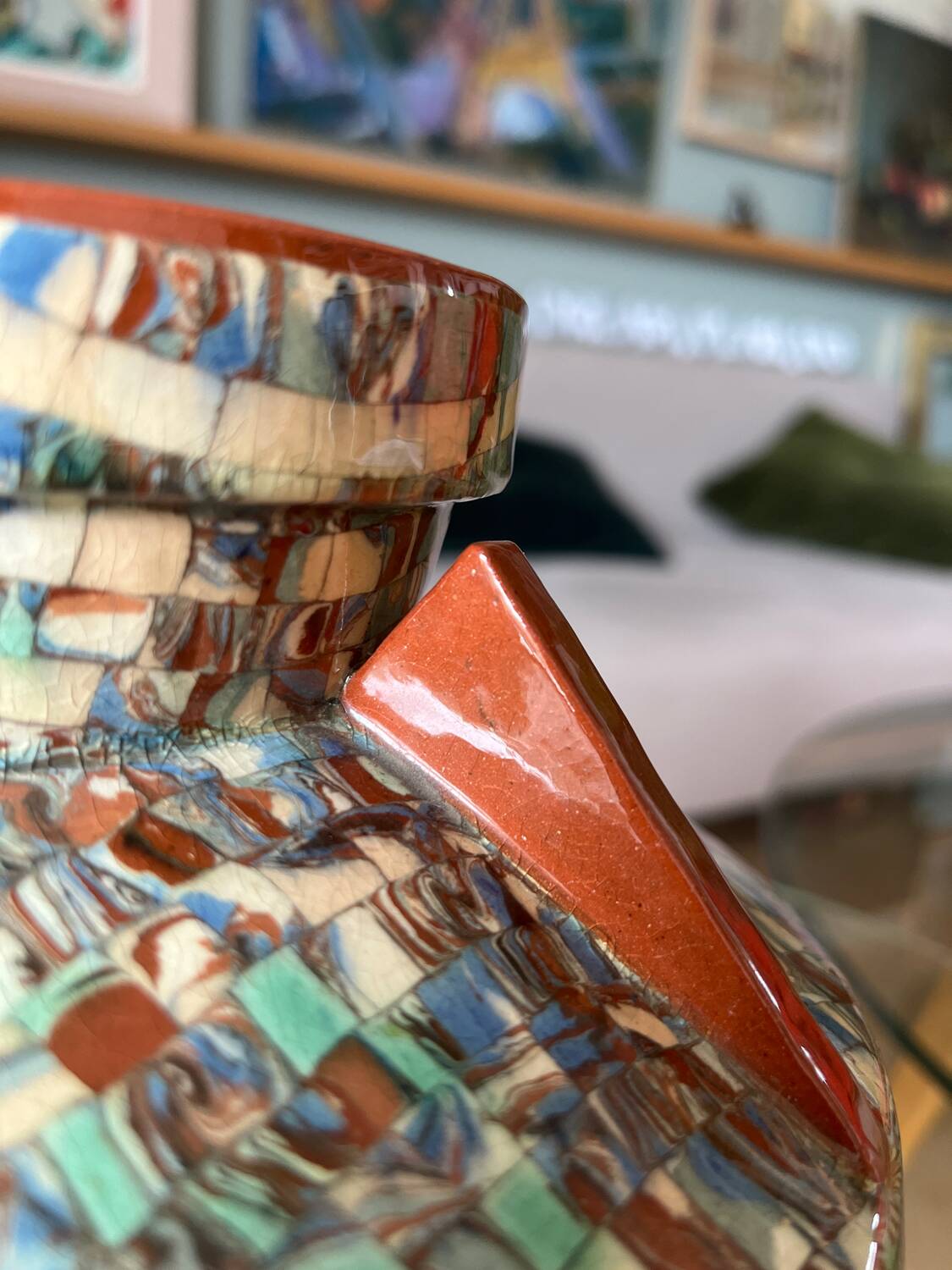 Gerbino vase in mosaic of colored earths