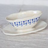 Vintage blue and white earthenware sauceboat – Boch La Louvière