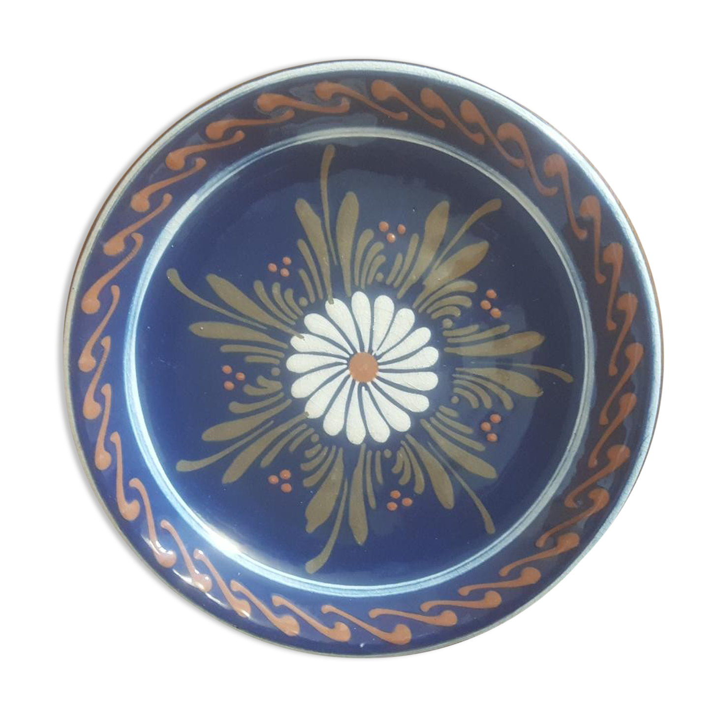 Assiette décorative Alsace Soufflenheim bleue Diamètre 23 cm