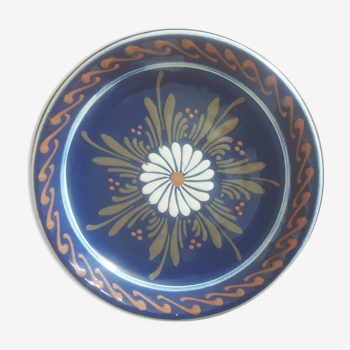 Assiette décorative Alsace Soufflenheim bleue Diamètre 23 cm