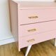 1950s pink and gold chest of drawers