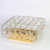 large flush-mounted chandelier in faceted crystal by Kinkeldey, Germany