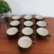 Green bistro coffee cups, and Pilluivit gold (10), porcelain, vintage
