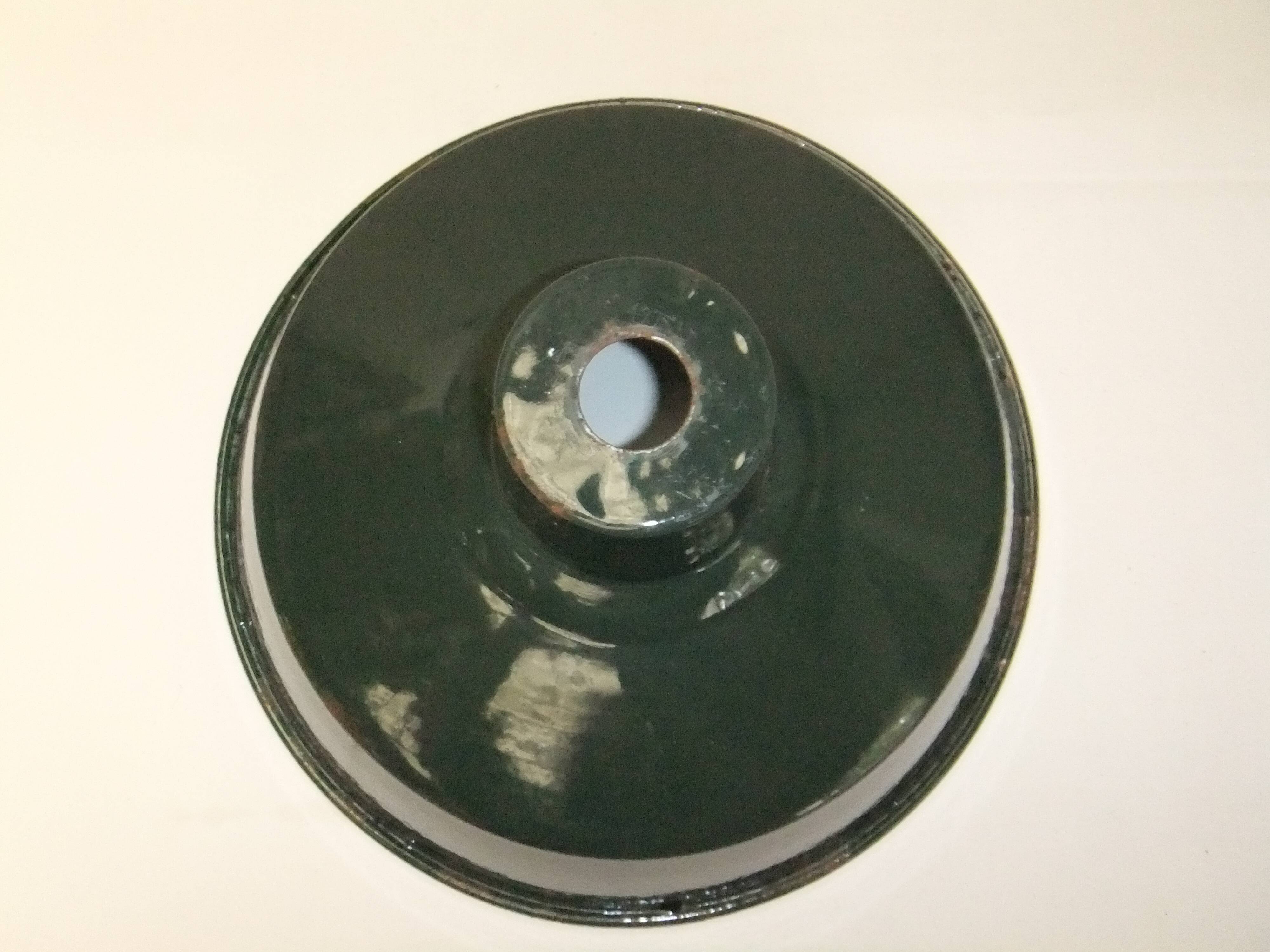 Old Industrial Enameled Sheet Metal Lampshade Bottle Green Pendant Chandelier
