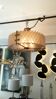 Patinated brass lurstre, and Murano glass