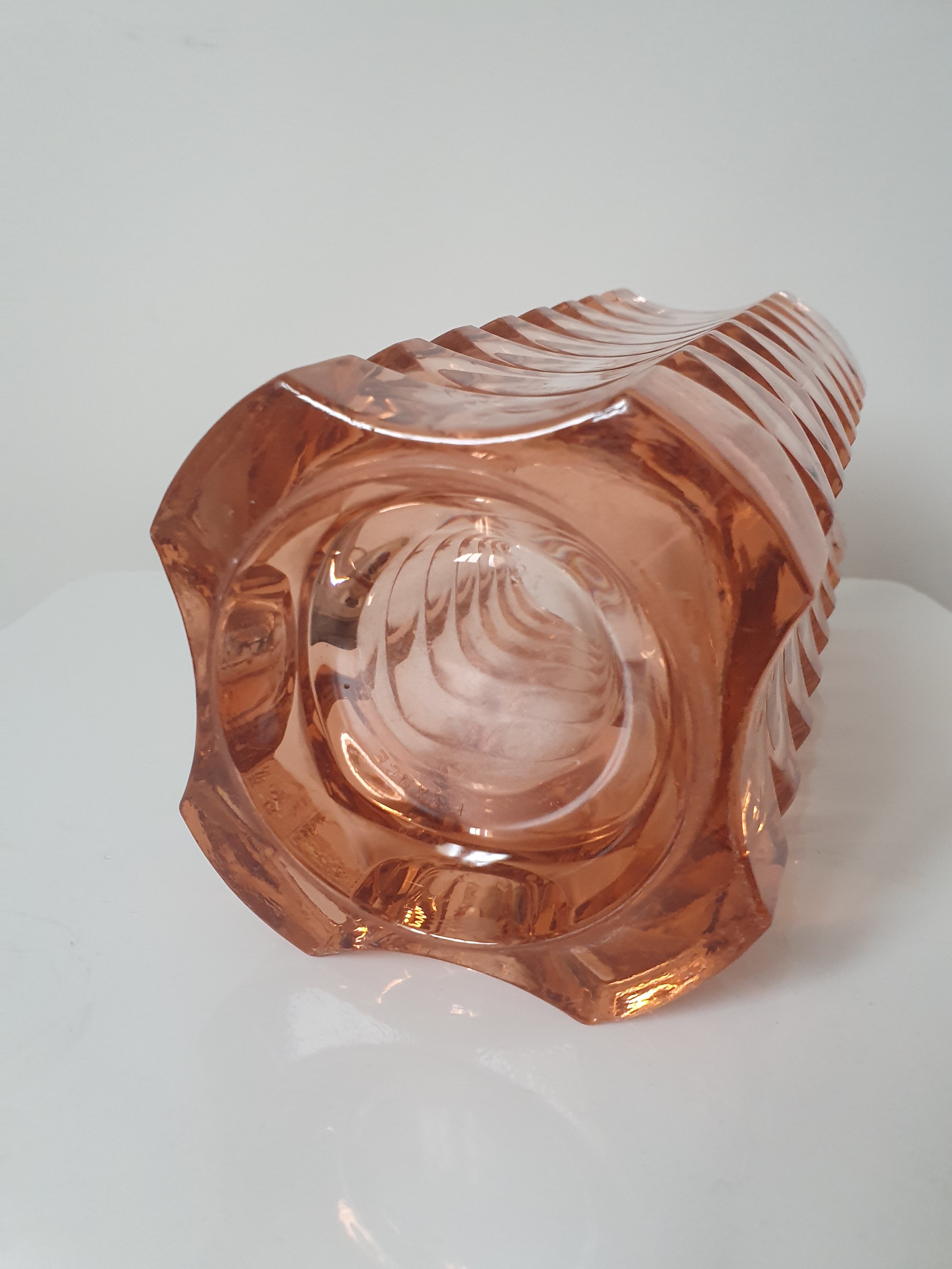 Pink glass art deco vase