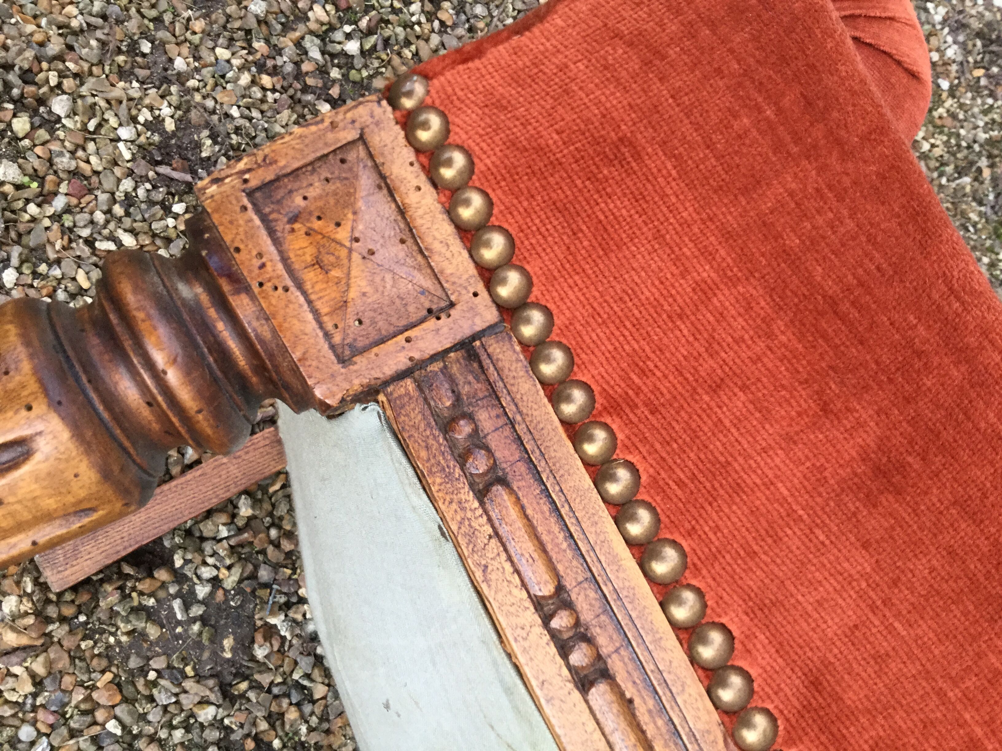 Fauteuil velours terracota