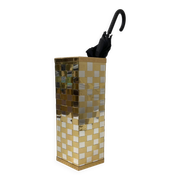 Hexagonal two-tone umbrella stand in the Italian style of Willy Rizzo from the 1970s.