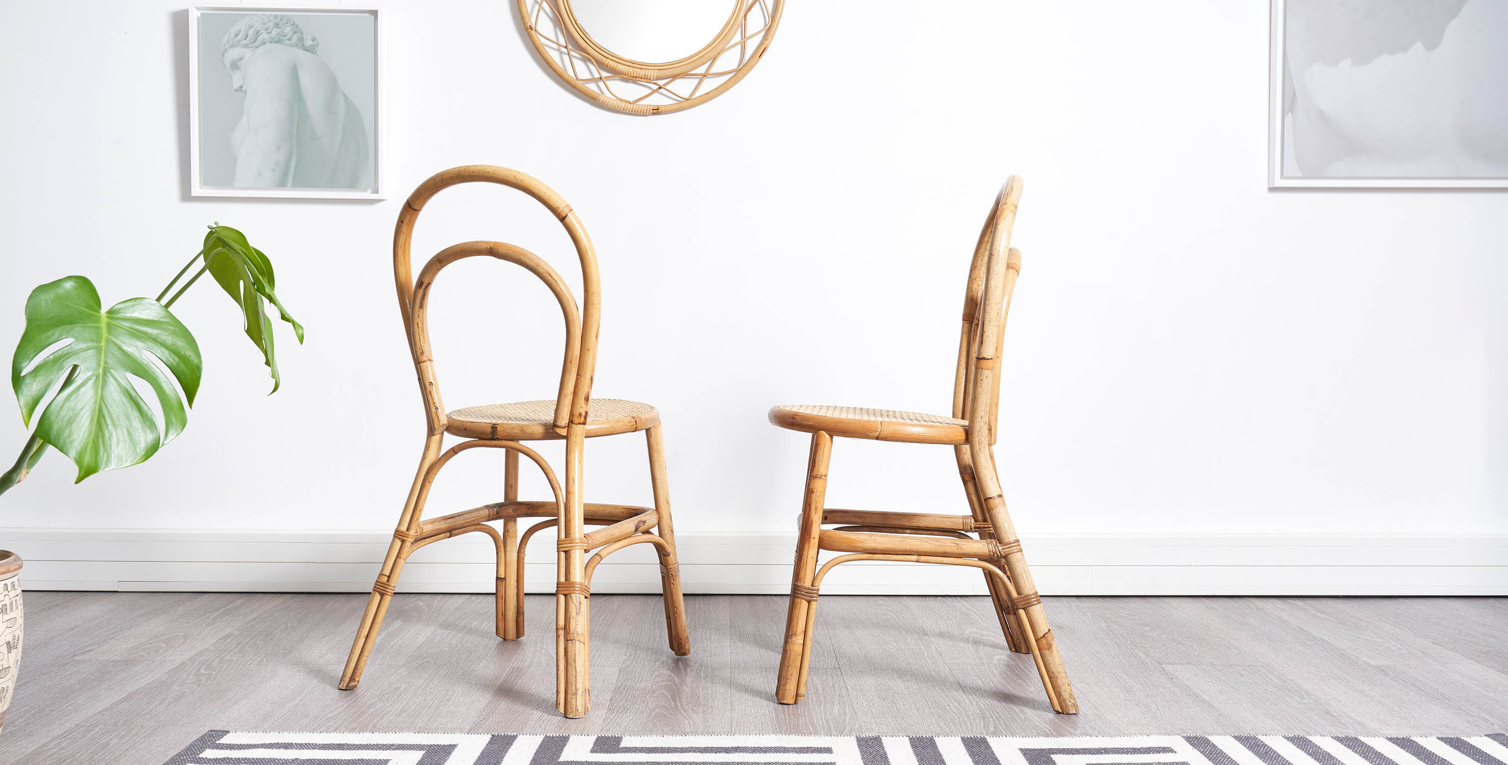 Pair of chairs bistro bamboo & rattan 1960