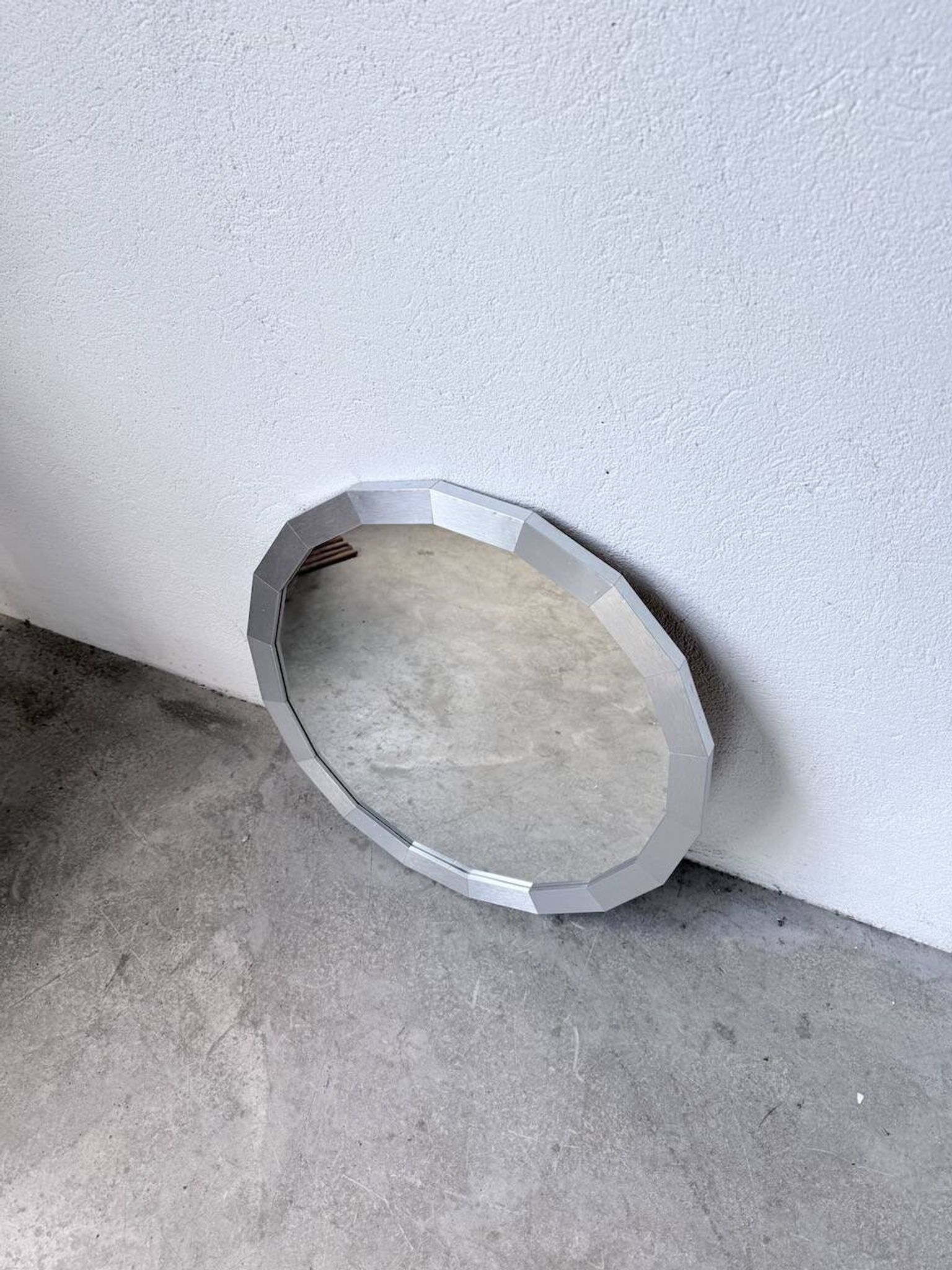 Miroir hexagonal métal brossé 1970