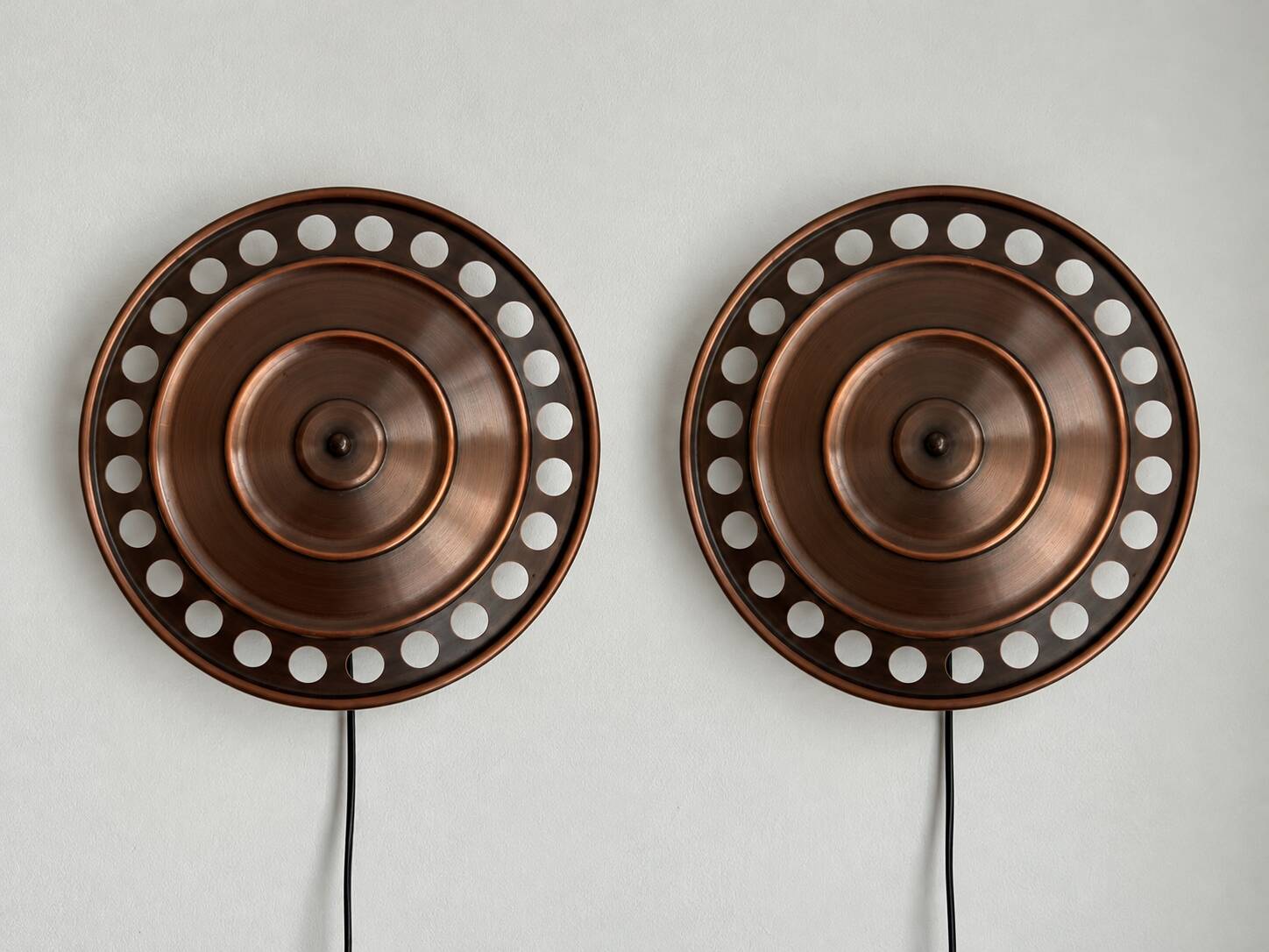 Wall sconces, Bankeryd, Nils Ledung, Copper, swedish, 70/80s, pair