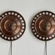 Wall sconces, Bankeryd, Nils Ledung, Copper, swedish, 70/80s, pair
