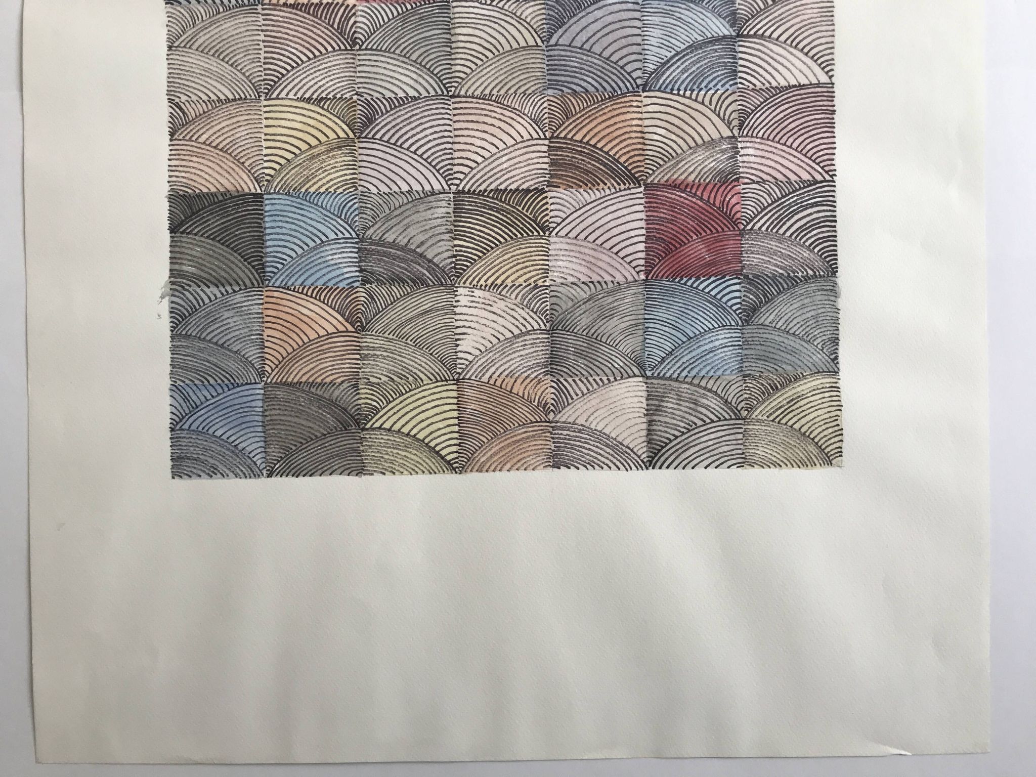 Contemporary school: mixed technique on paper, Untitled (shell), circa 2021
