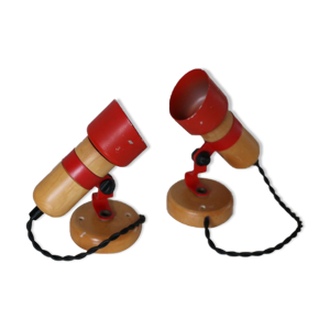 Paire d'appliques bois - rouge