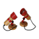 Paire d'appliques bois et métal rouge